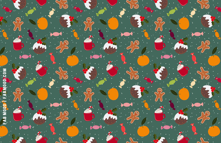 Pudding, Gingerbread Teal Wallpaper for Desktop, Christmas wallpaper, Christmas wallpaper for laptop, Christmas wallpaper for Desktop