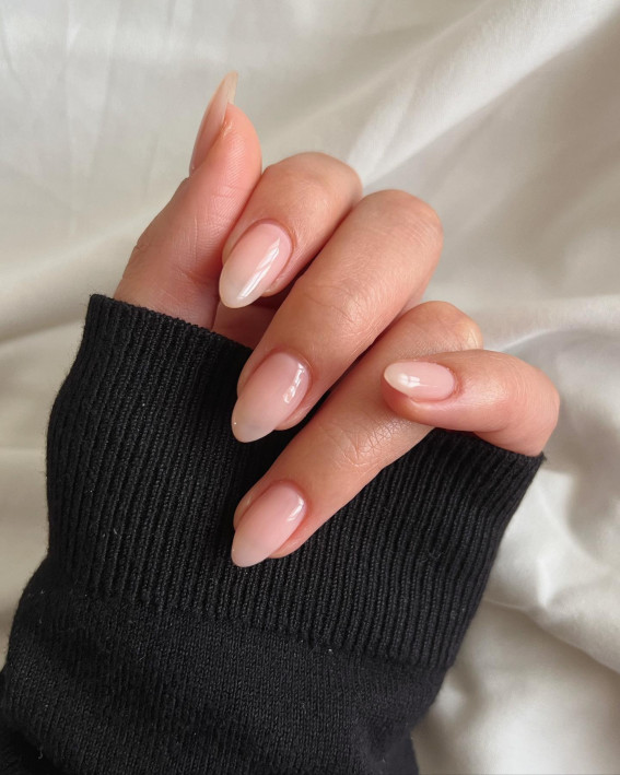 almond shaped nude nails, Clean girl nail ideas short, Clean girl nails, Cute clean girl nail ideas