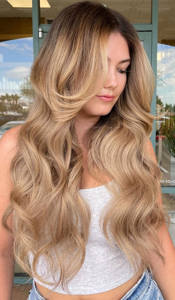 Lush Waves with Teddy Bear Blonde Warmth, Teddy bear blonde hair colour, teddy bear hair colour, teddy bear Blonde on Dark Hair, Teddy bear blonde Balayage, Teddy bear blonde Highlights, Teddy Bear Blonde Formula, Teddy bear blonde short hair, Teddy bear brown Hair, Teddy bear Balayage