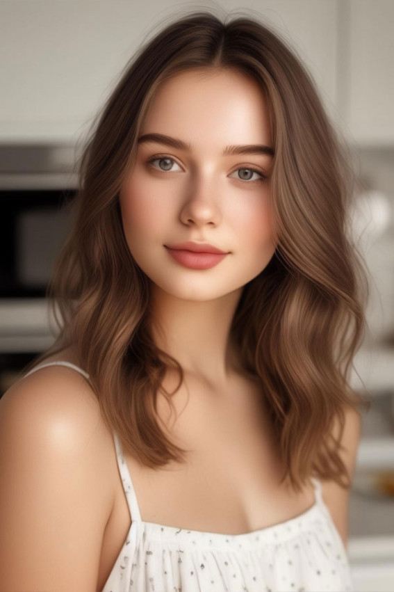 Shoulder-Length Soft Waves, Which haircut suits for round face female short hair, Which haircut suits for round face female hairstyles, slimming haircuts for chubby faces, Hairstyle for round chubby face, Layered haircut for round face, Haircut for round face female long hair, Best haircuts for round faces