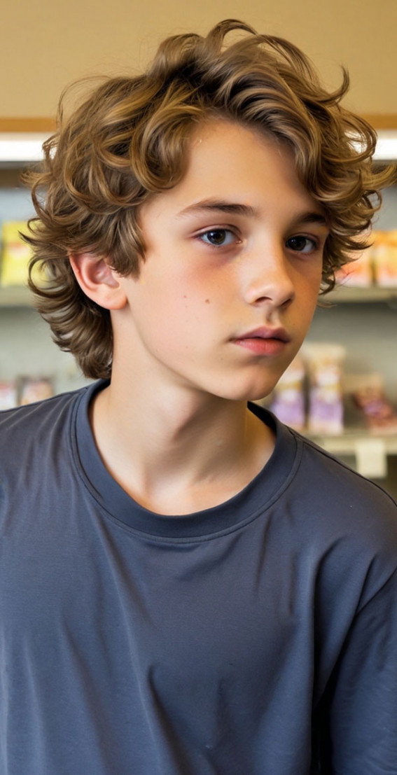 17 Medium Haircuts for School Boy : Casual Curly Layers