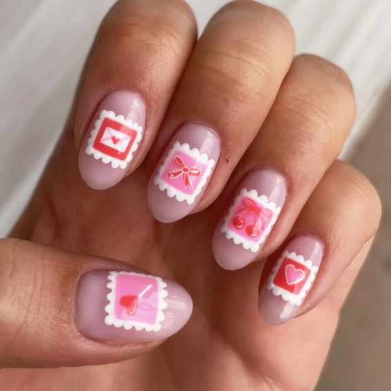 Love Stamp Collection Valentine's Vibe Nails, Valentine’s Day Nails, Valentine’s Day Nail Ideas, Valentine’s Day Nail Design