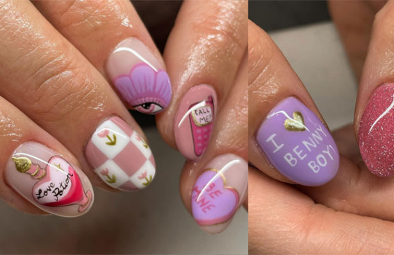 Pastel Love Notes, Valentine’s Day Nails, Valentine’s Day Nail Ideas, Valentine’s Day Nail Design