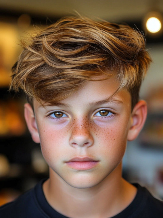 17 Medium Haircuts for School Boy : Tousled Waves with a Tapered Undercut