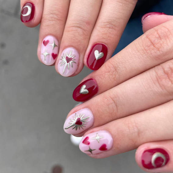 Celestial Love Glow, Valentine’s Day Nails, Valentine’s Day Nail Ideas, Valentine’s Day Nail Design