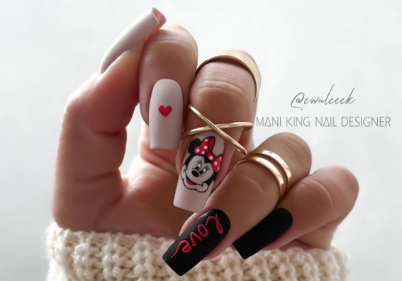 Playful Minnie Romance, Valentine’s Day Nails, Valentine’s Day Nail Ideas, Valentine’s Day Nail Design