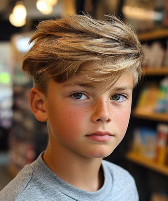 17 Medium Haircuts for School Boy : 12 Year Old Boy Haircut Textured Side-Swept Crop