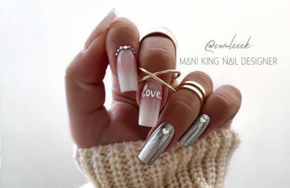 Sparkling Love Ombre, Valentine’s Day Nails, Valentine’s Day Nail Ideas, Valentine’s Day Nail Design