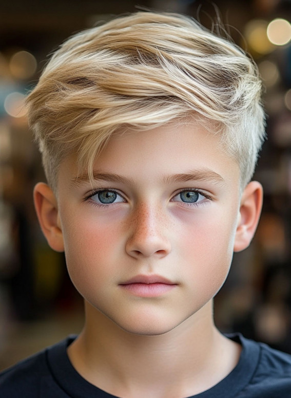 17 Medium Haircuts for School Boy : Blonde Undercut with Textured Top