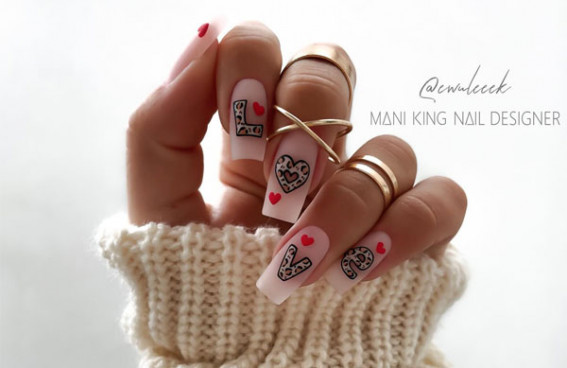 Leopard Love Letter Chic, Valentine’s Day Nails, Valentine’s Day Nail Ideas, Valentine’s Day Nail Design