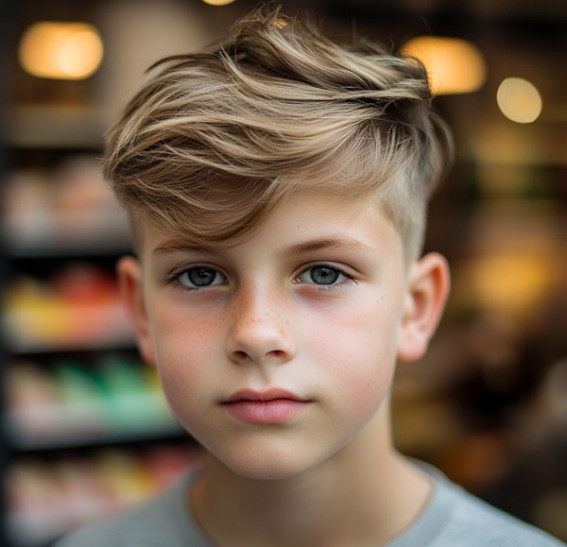 17 Medium Haircuts for School Boy : Modern Undercut with Side-Swept Layers