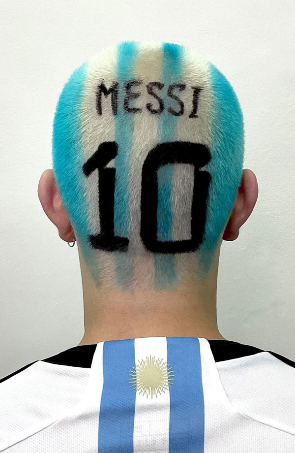 28 Bold and Artistic Painted Buzz Cuts : Messi Fan Tribute