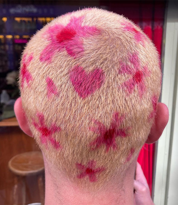 28 Bold and Artistic Painted Buzz Cuts : Love in Bloom Buzz Cut